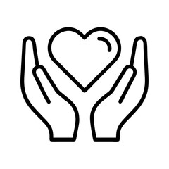 hands holding heart icon, men’s day line art, men’s icon - simple black line art icon of hands holding heart, for men’s day celebrations. men’s vector art.