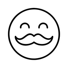 happy face with mustache icon, men’s day line art, men’s icon - simple black line art icon of happy face with mustache, for men’s day celebrations. men’s vector art.