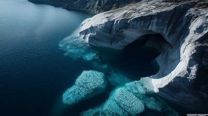 Stunning coastal rock formations and clear blue water create a serene landscape in a secluded bay
