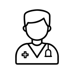 male doctor or nurse icon icon, men’s day line art, men’s icon - simple black line art icon of male doctor or nurse icon, for men’s day celebrations. men’s vector art.