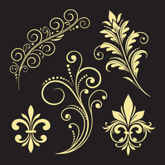 Decorative Elegant Floral Ornament Vector Set