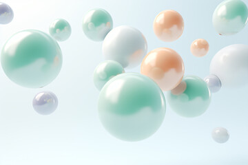 Abstract composition with 3d spheres cluster,Group of colorful balloons in the blue background