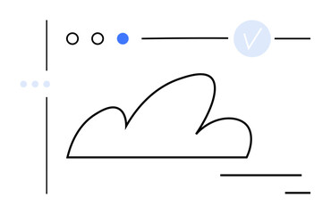 Abstract cloud with tech lines and dots. Ideal for technology, cloud computing, data storage, connectivity, web hosting, digital services, and innovation themes. Line metaphor