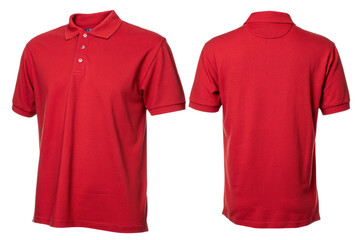 Front and Back View Mockup of Plain blank red Polo T-Shirt for Design and Print Advertising.