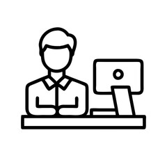 man at work icon icon, men’s day line art, men’s icon - simple black line art icon of man at work icon, for men’s day celebrations. men’s vector art.