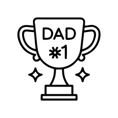  1 dad trophy or badge icon, men’s day line art, men’s icon - simple black line art icon of 1 dad trophy or badge, for men’s day celebrations. men’s vector art.