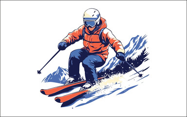 Vector set Silhouette of a skier in winter Ski silhouette isolated vector design eps