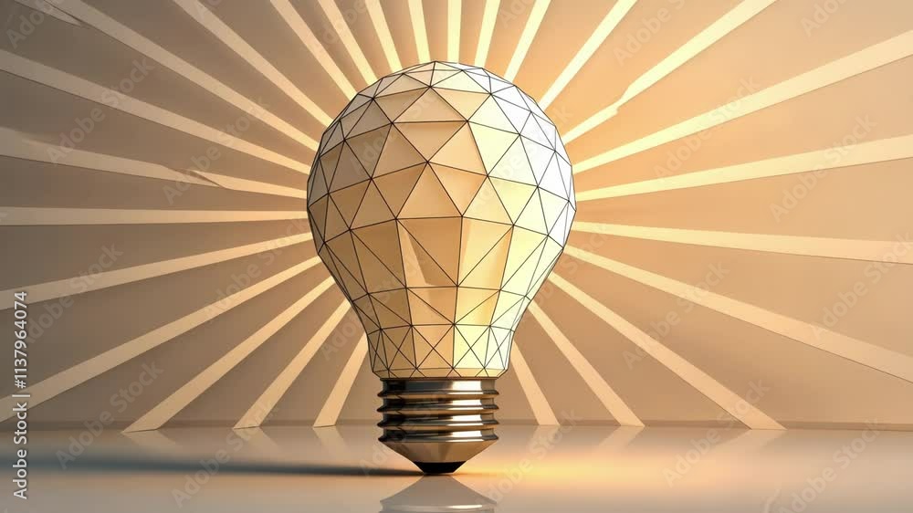 Poster glowing light bulb an oversized lowres 3d light bulb in soft beige illuminates gently casting pixela
