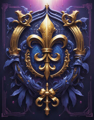 Classic Luxury Meets Cyberpunk: Fleur-de-Lis Heraldic Crest Design