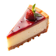 slice of cheesecake top view isolated on transparent background