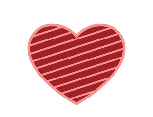 decorative red heart with stripes. love, romantic and valentines design element. isolated vector image