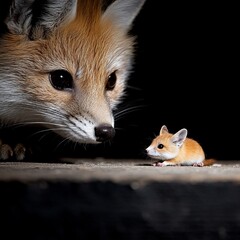 Obraz premium Fox and Mouse A Tale of Size and Scale in Nature