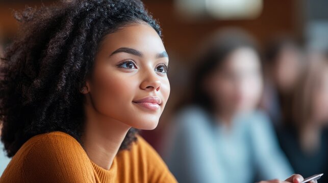 A group of students attending a personal finance workshop, actively taking notes and engaging with the speaker in a classroom setting, learning important financial skills.