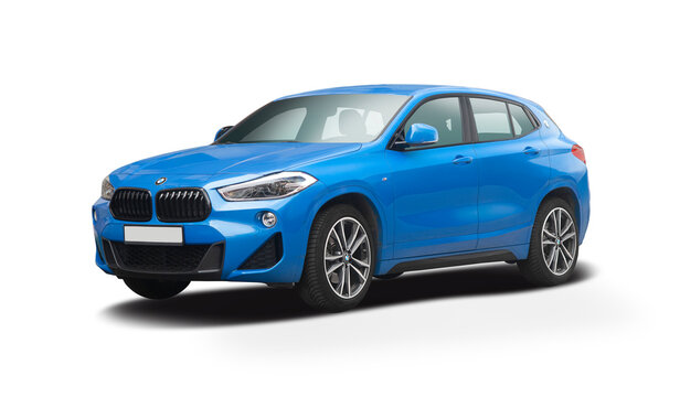 BMW X2 car with blue color isolated. PNG
