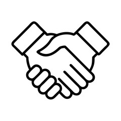 hands shaking in unity icon, veterans day icon line art, veterans icon  - simple black line art icon of hands shaking in unity, for veterans day celebrations. veterans vector art.