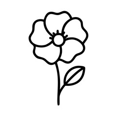 poppy flower icon, remembrance day line art, remembrance icon - simple black line art icon of poppy flower, for topic celebrations. topic vector art.