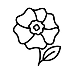 poppy flower icon, veterans day icon line art, veterans icon  - simple black line art icon of poppy flower, for veterans day celebrations. veterans vector art.