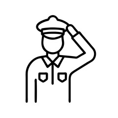 saluting soldier icon, veterans day icon line art, veterans icon  - simple black line art icon of saluting soldier, for veterans day celebrations. veterans vector art.