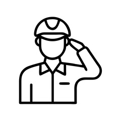 saluting soldier icon, veterans day icon line art, veterans icon  - simple black line art icon of saluting soldier, for veterans day celebrations. veterans vector art.