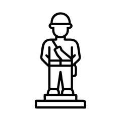 statue of a soldier icon, veterans day icon line art, veterans icon  - simple black line art icon of statue of a soldier, for veterans day celebrations. veterans vector art.