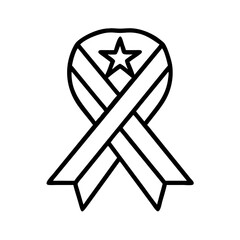 Fototapeta premium veterans day ribbon icon, veterans day icon line art, veterans icon - simple black line art icon of veterans day ribbon, for veterans day celebrations. veterans vector art.