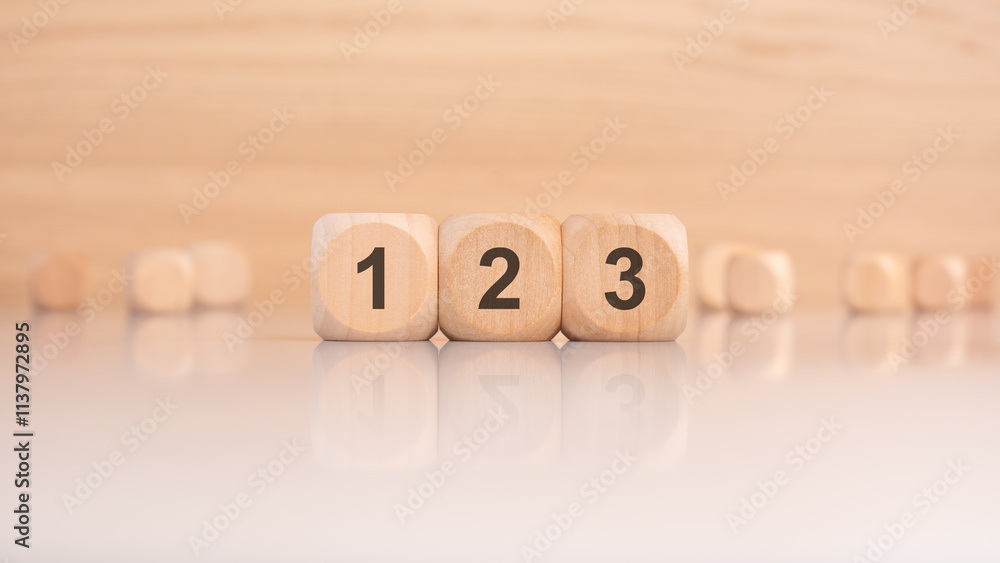 Poster engaging in a fun and creative counting down activity with wooden blocks 123 sequence