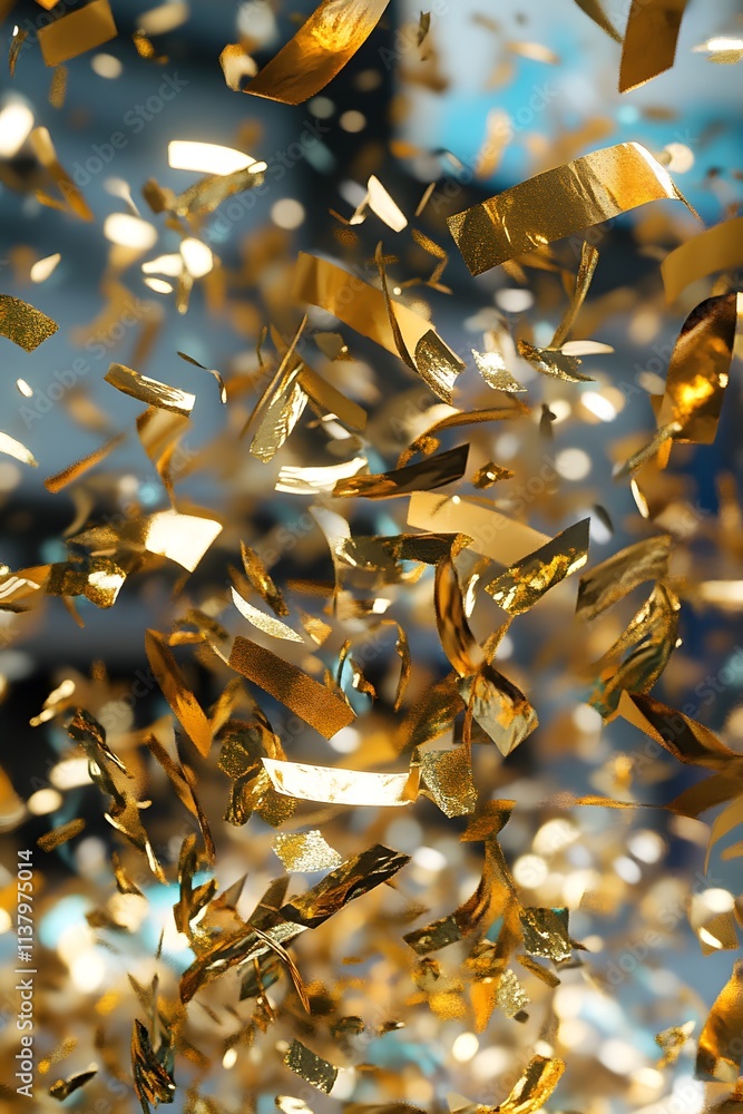 Aufkleber a dynamic display of golden confetti swirling in the air, creating a festive atmosphere.