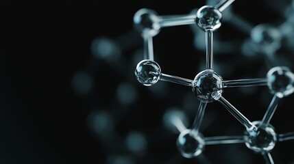 A close-up of a molecular model against a black background.