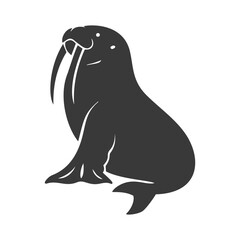 Black silhouette vector illustration of a walrus