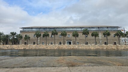 szkło mur kamienie palmy pałac © Miroslaw