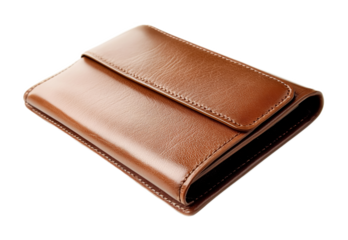 Brown checkbook wallet isolated against a white background