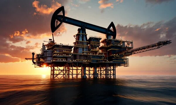 technology drilling in th sea on nature background