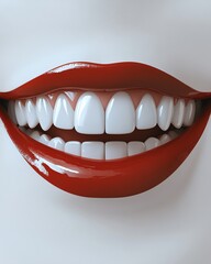 Naklejka premium 3D white teeth with a smiling face, healthy and clean, concept of dental hygiene, dental health, sparkling teeth, bright and fresh design