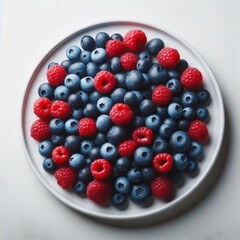 Blueberry and Raspberries on White