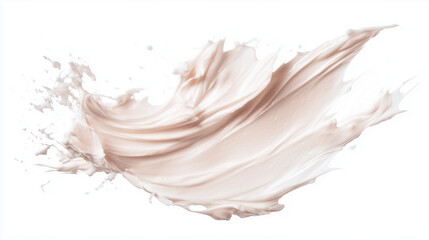 Whipped cream dollop smear isolated on white background