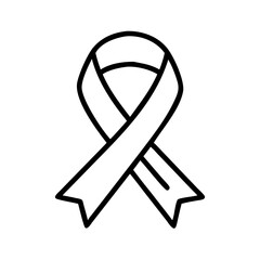 red remembrance ribbon icon, remembrance day line art, remembrance icon - simple black line art icon of red remembrance ribbon, for topic celebrations. topic vector art.