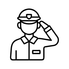 soldier saluting icon, remembrance day line art, remembrance icon - simple black line art icon of soldier saluting, for topic celebrations. topic vector art.