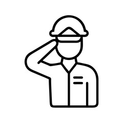 soldier saluting icon, remembrance day line art, remembrance icon - simple black line art icon of soldier saluting, for topic celebrations. topic vector art.