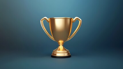 Shiny golden trophy on a gradient blue background, symbolizing achievement and success.