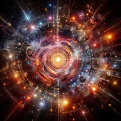 Obraz premium Fractal Universe A galaxy like design made of fractals and glowi