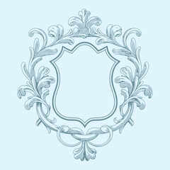 Floral Wedding monogram crest design. Vintage wedding monogram design. Wedding initial.