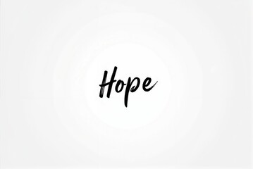 Inspiring word \'Hope\' captured in elegant black script on a minimalistic background