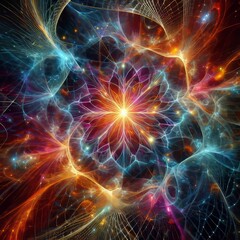 Fototapeta premium An intricate web like pattern of cosmic energy with holographic