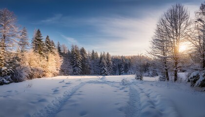 Obraz premium a serene winter landscape with a snow-covered ground