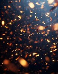 A dynamic display of floating particles resembling sparks or glitter in a dark background.