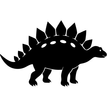 black stegosaurus silhouette, side view clip art preview