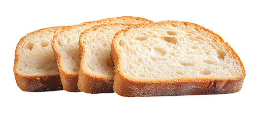 Freshly sliced bread loaves isolated on transparent background.