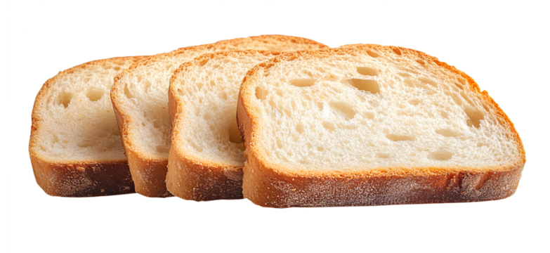 Freshly sliced bread loaves isolated on transparent background.