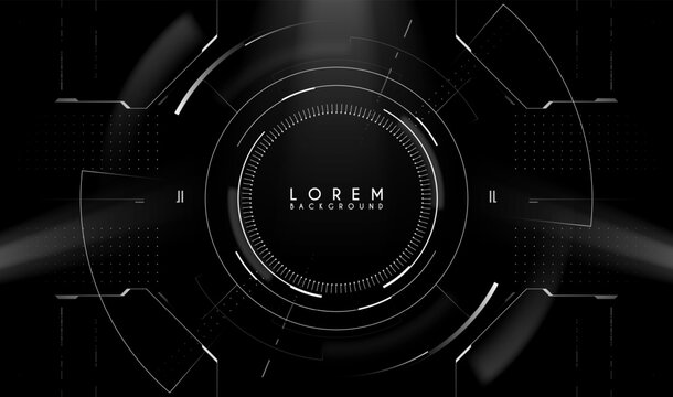 White futuristic circle interface on black background