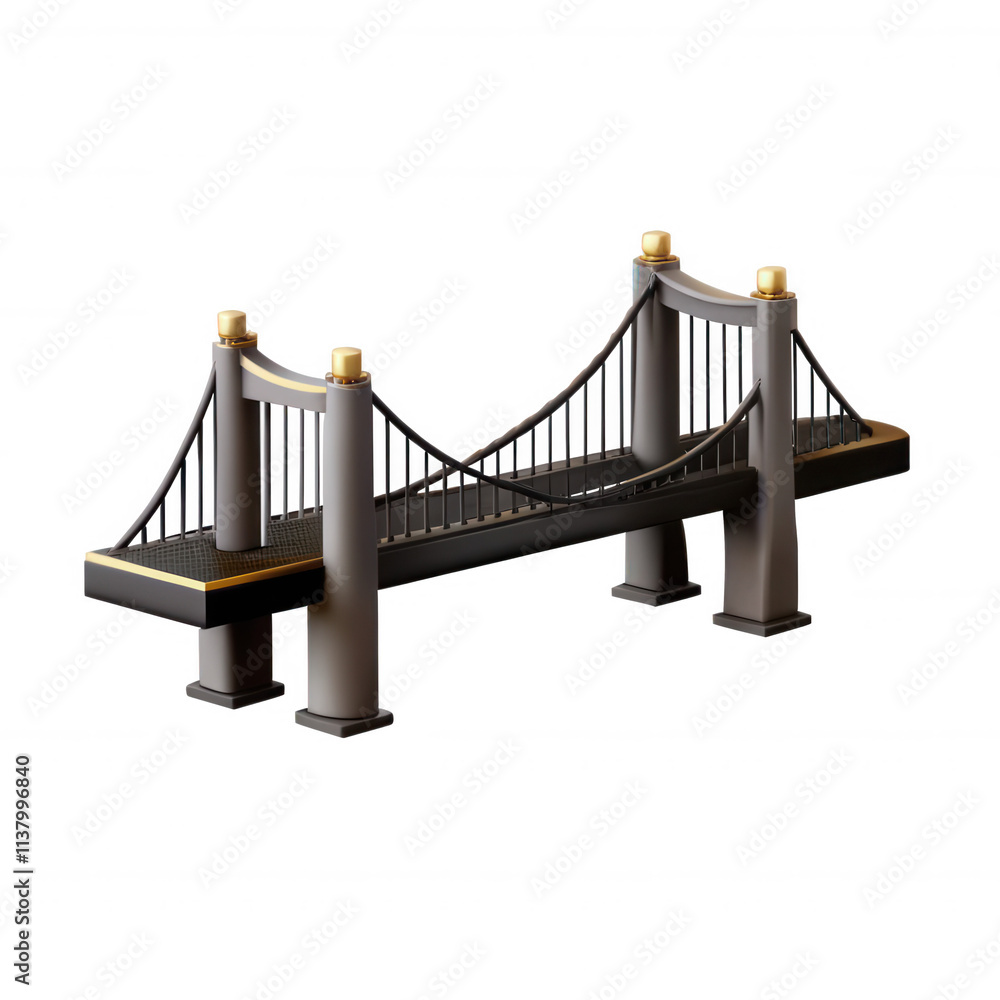 Poster a beautifully designed 3d model of a bridge featuring elegant railings and pillars, suitable for arc